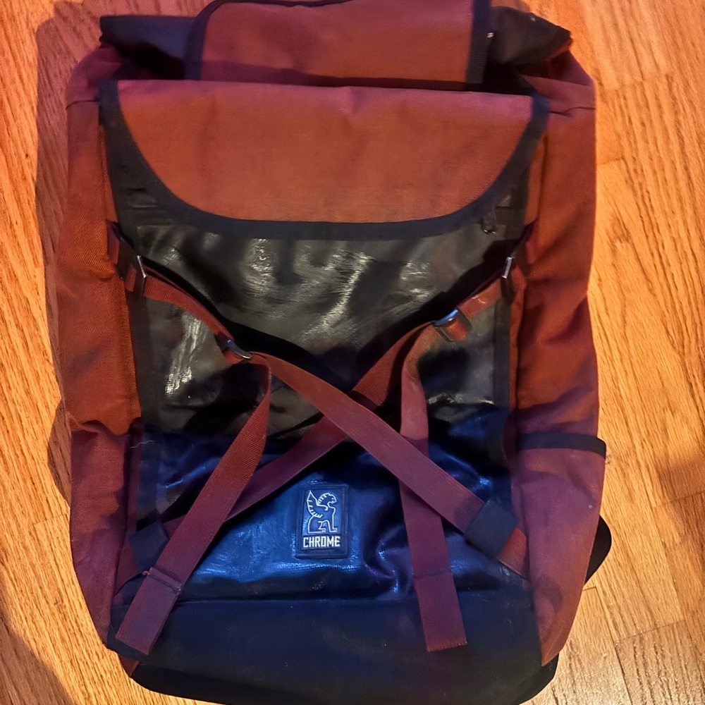 Chrome Roll-Top Backpack in Burgundy and Black